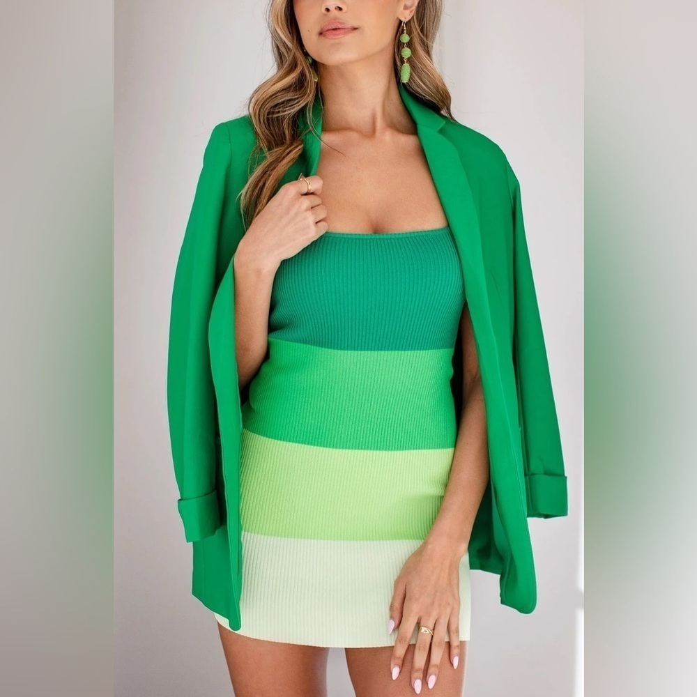 Women's Ribbed Scoop Neck Sleeveless Colorblock Bodycon Dress,size M